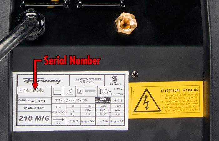 Product Serial Number | Forney Industries